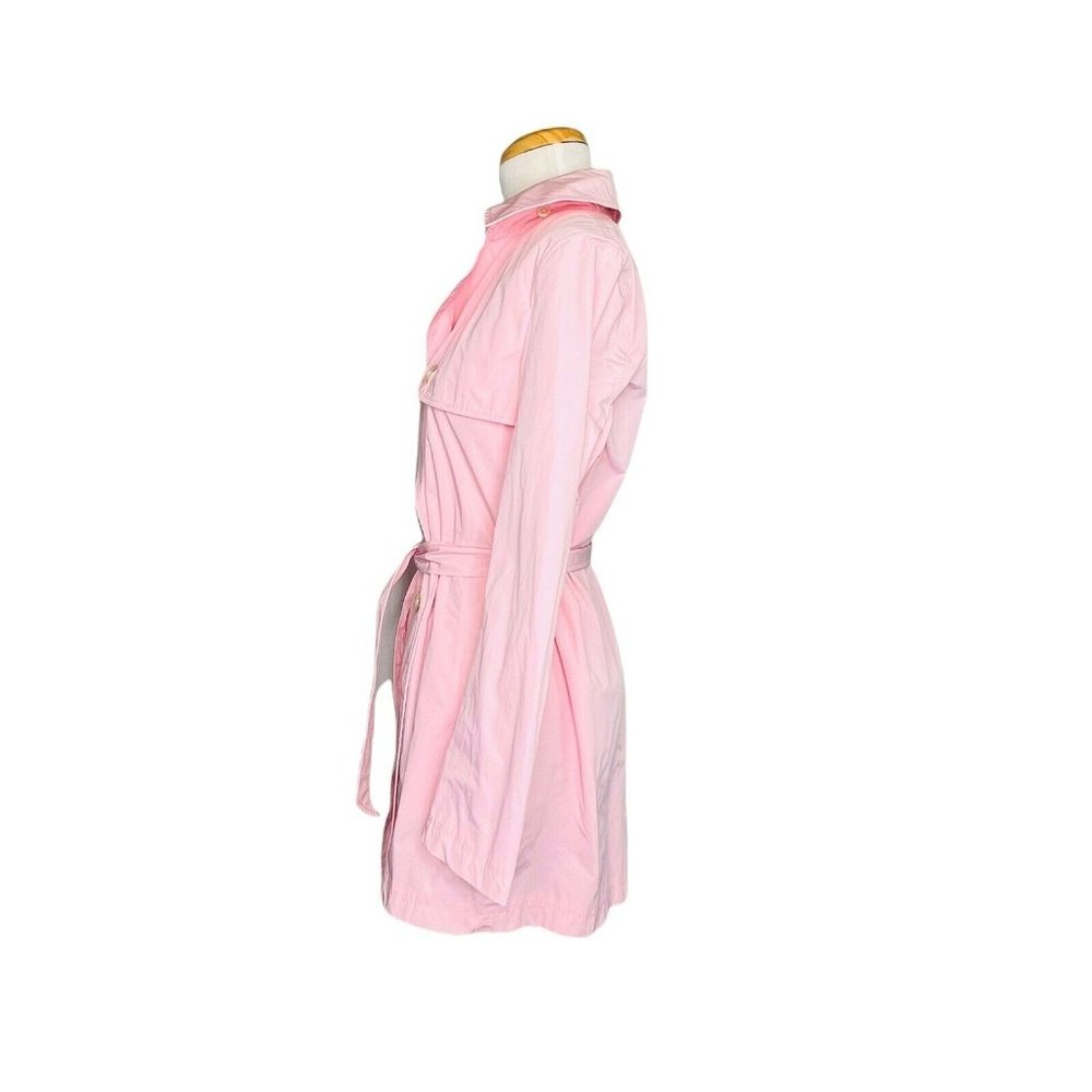 LAUREN RALPH LAUREN Vintage Nylon Jacket Pink Double Breasted Belt Trench Coat - Picture 6 of 11